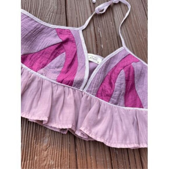 Her Entire Name Says GRACE Lavender Halter Tank Top Ruffled Cropped Tie Back Siz - Picture 2 of 7